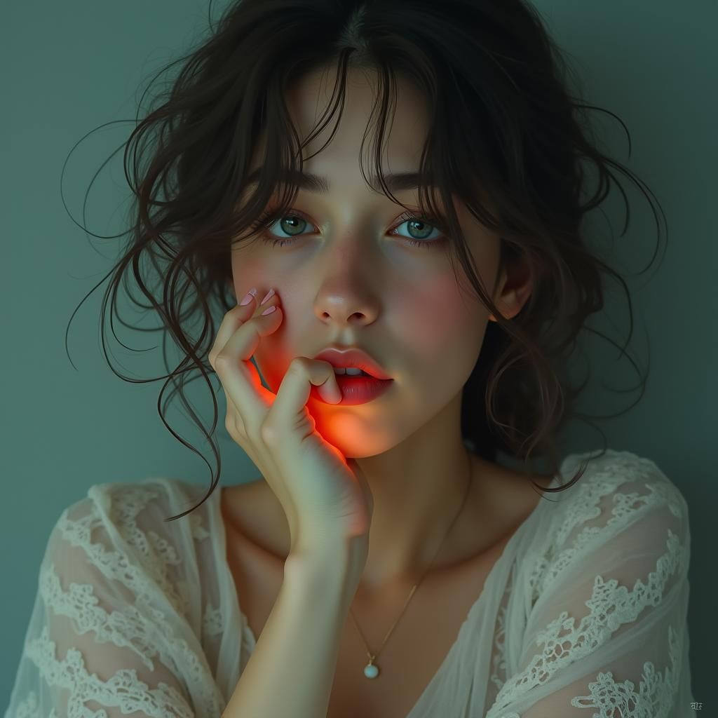 Introspective Woman in Atmospheric Digital Painting Style