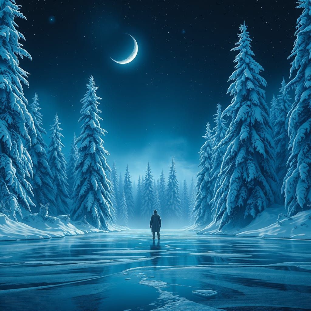 Frozen Dreamscape Under Neon Winter Skies