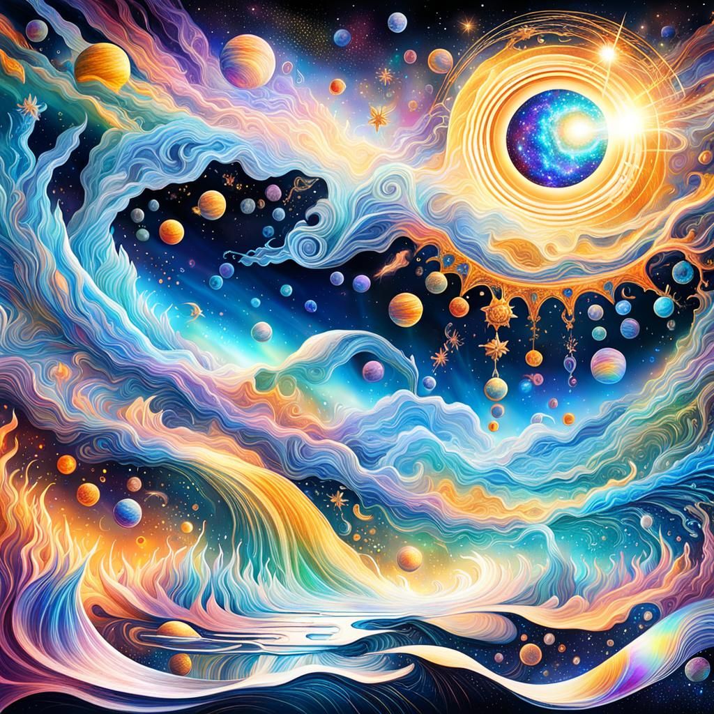 Cosmic Creation: Holographic Astral Illustration