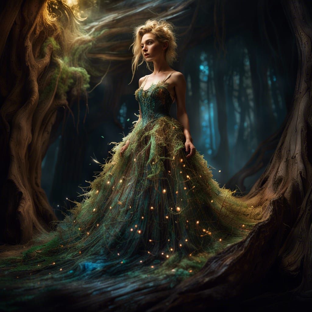 Paper Dress Mannequin in Mystic Fantasy Setting