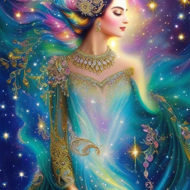 Gilded Moon Fairy in Iridescent Diamond Gown