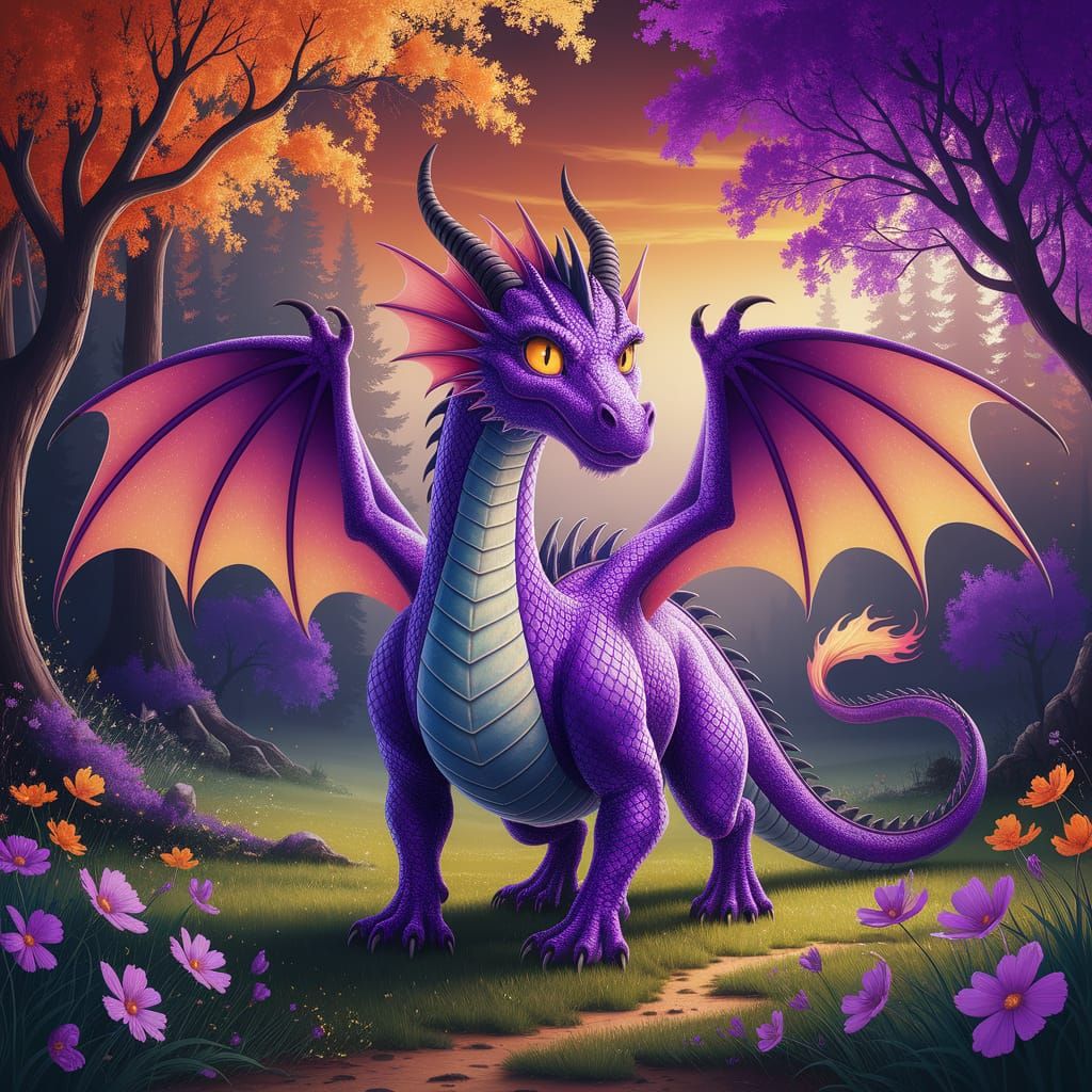 Ethereal Dragon in Vibrant Fairy Tale Landscape