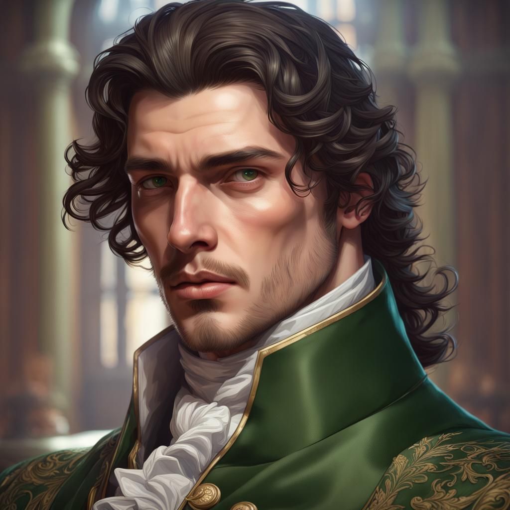 18th Century French Baron Portrait in Art Nouveau Style