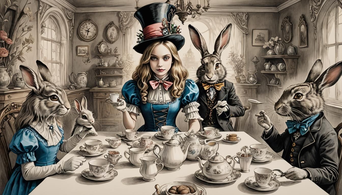Alice in Wonderland Tea Party: Storybook Illustration