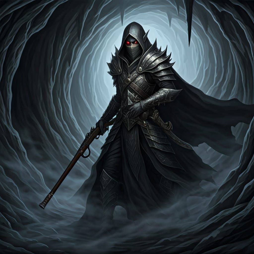 Drow Warrior in Mist, Stealth Combat Stance