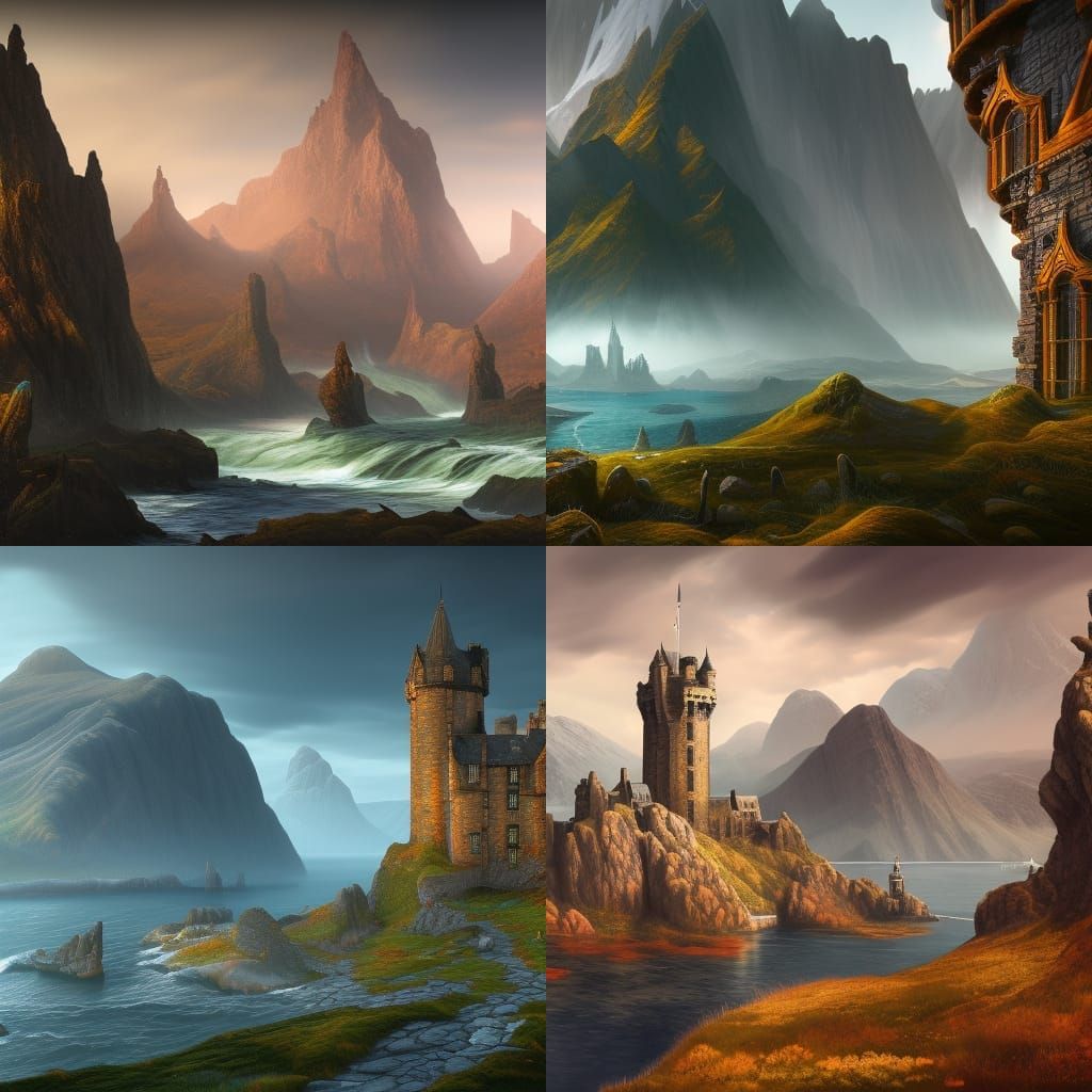 Detailed Matte Painting of Scotland in Deep Color