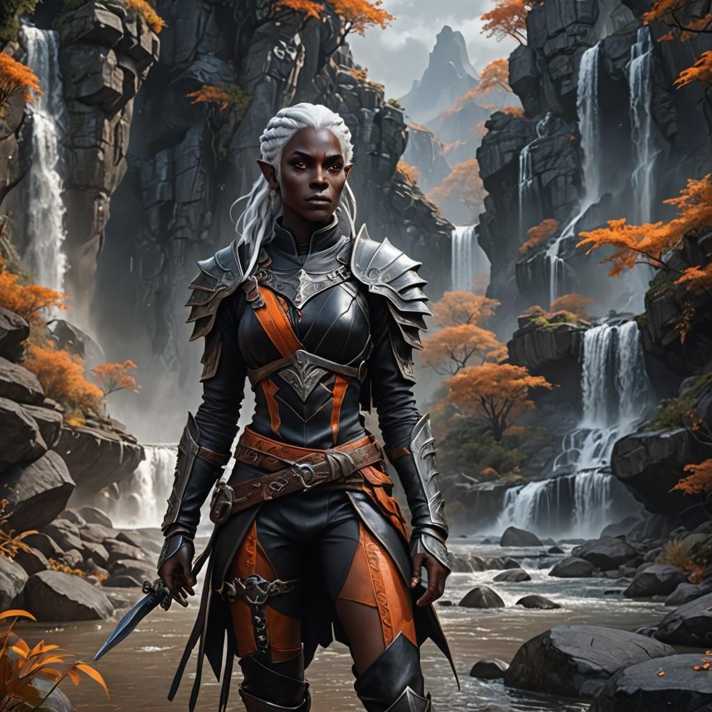 Exotic Dark Elf Assassin in Detailed Matte Painting