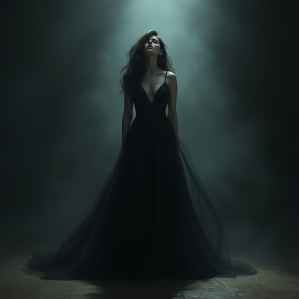 Melancholic Singer in Dramatic Lighting