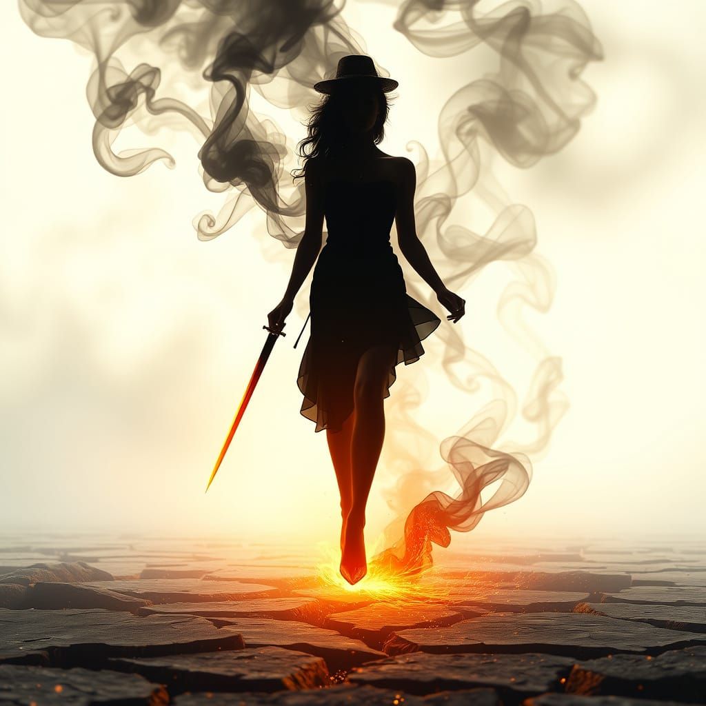 Ethereal Smoke Silhouette in Dreamlike State