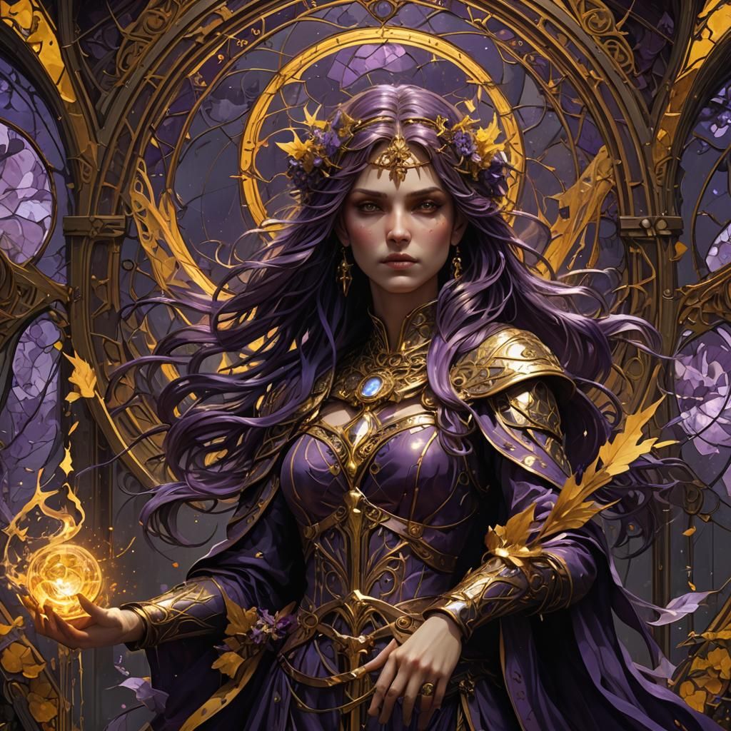Dark Fantasy Concept Art in Purple and Yellow
