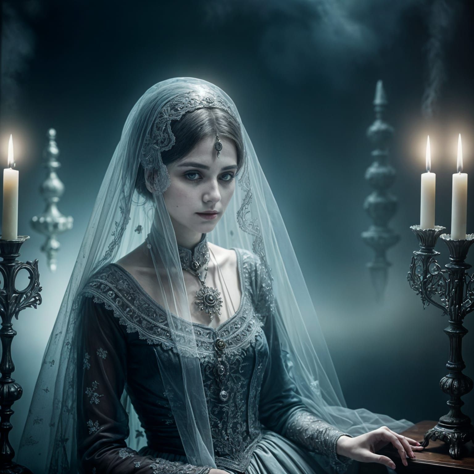 Ghost of Tsarina Evdokiya in Kokoshnik: Silver Nitrate Photo