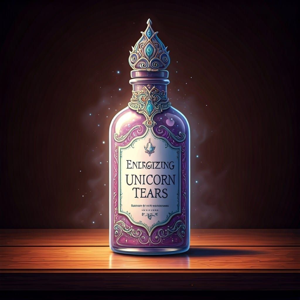 Mystical Unicorn Tears Bottle with Rainbow Aura