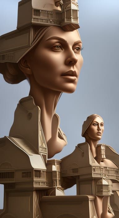 Photorealistic Escher Woman in Detailed Concept Art
