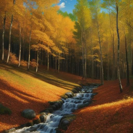 Autumn Forest Landscape in Impressionist Style