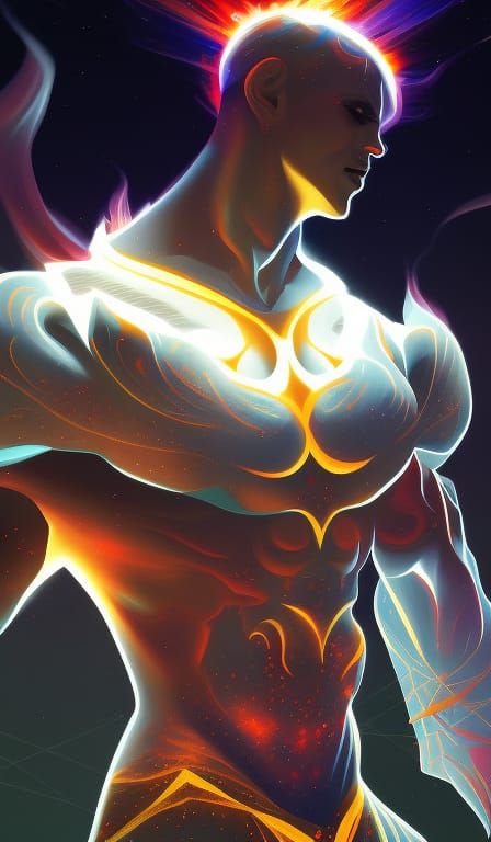 God of Light and Darkness: Hyperrealistic Illustration