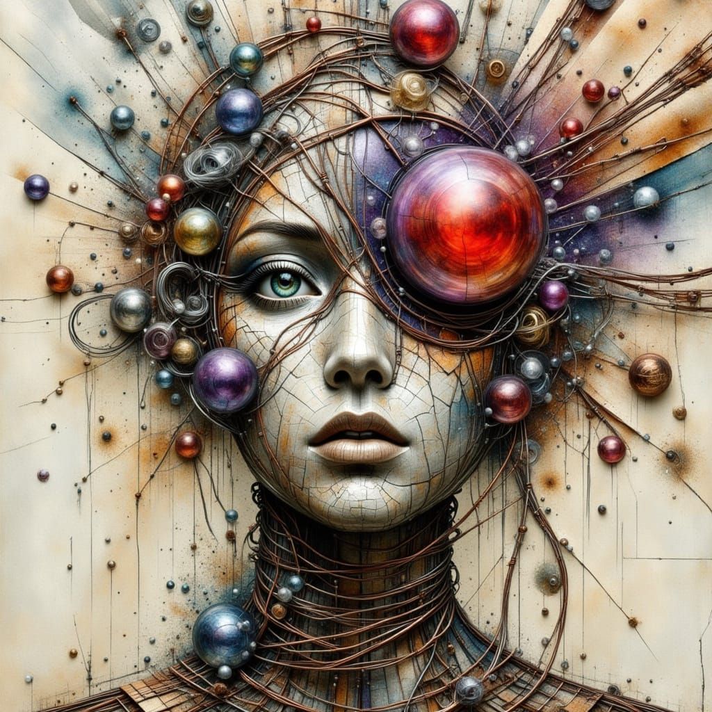 Surreal Abstract Portrait of Agony in Mixed Media