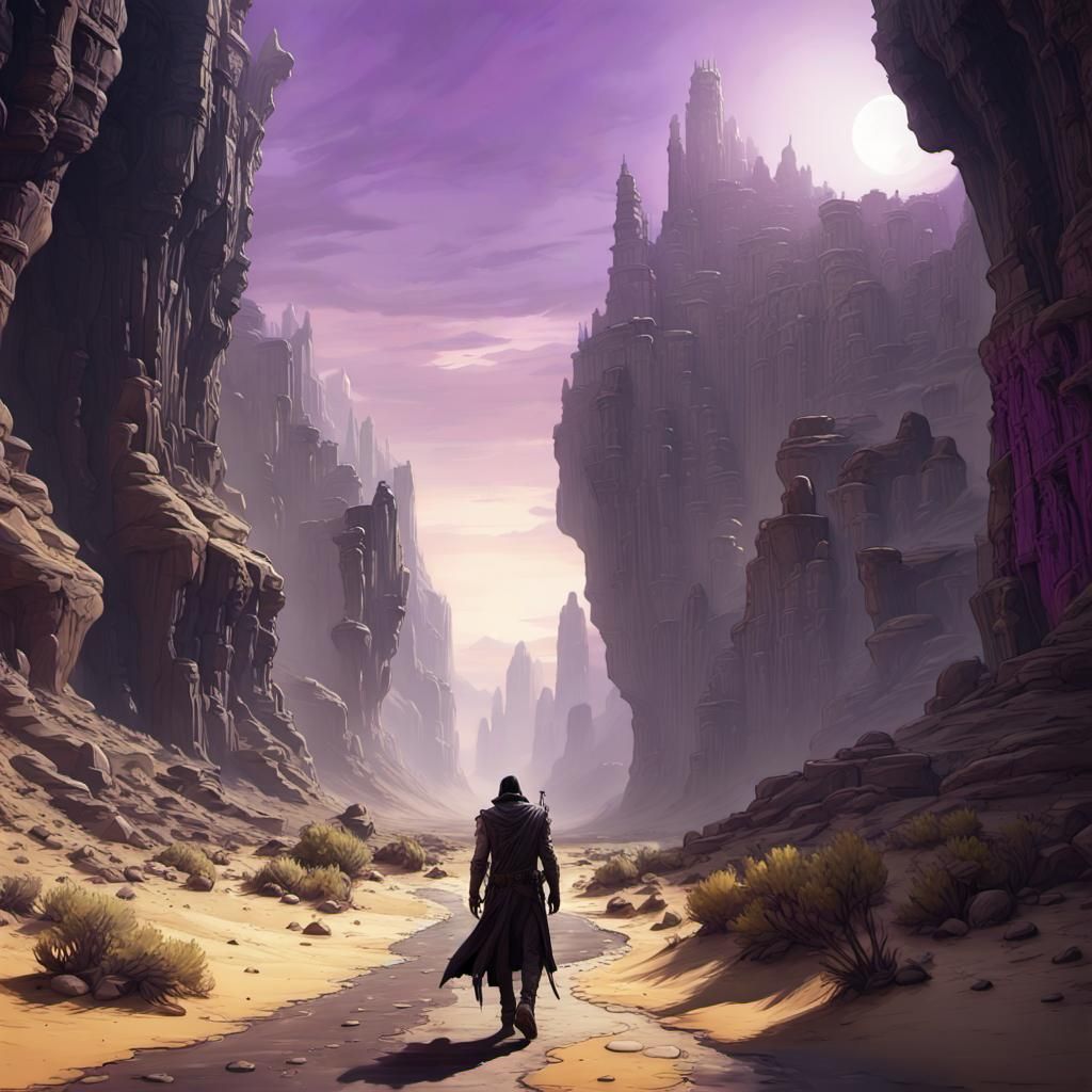 Post-Apocalyptic Canyon Town: Dark Fantasy Concept Art