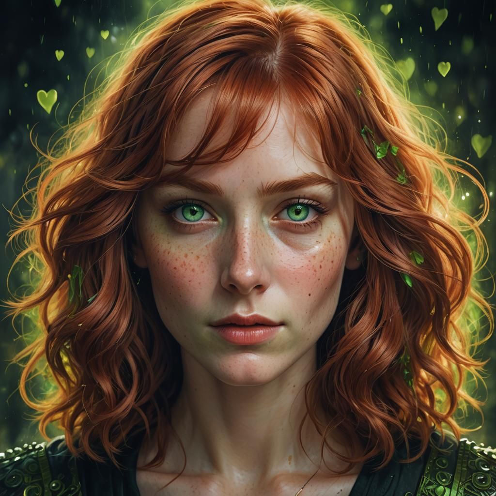 Hyperrealistic Portrait of a Red-Haired Woman