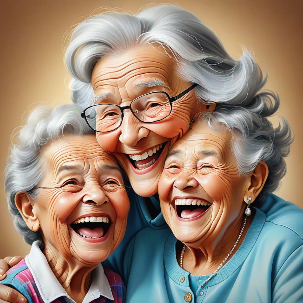 Grandma Laughing With Grandchild Airbrush Art
