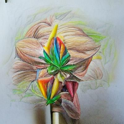 Colorful Pencil Sketch of Cannabis Flower