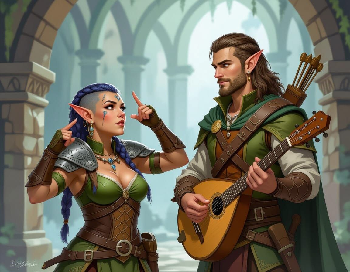 Dwarven Warrior Woman Points to Eyes