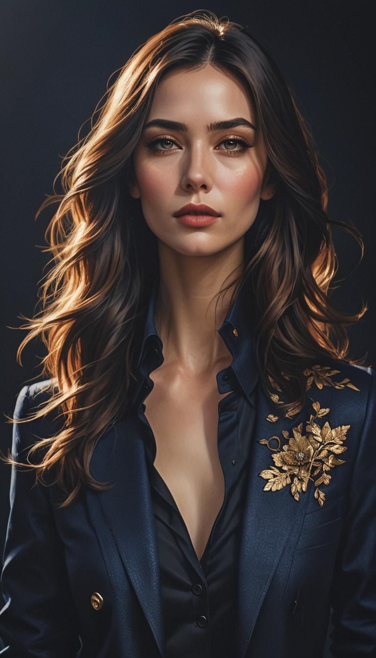 Elegant Woman in Modern Attire: Digital Art