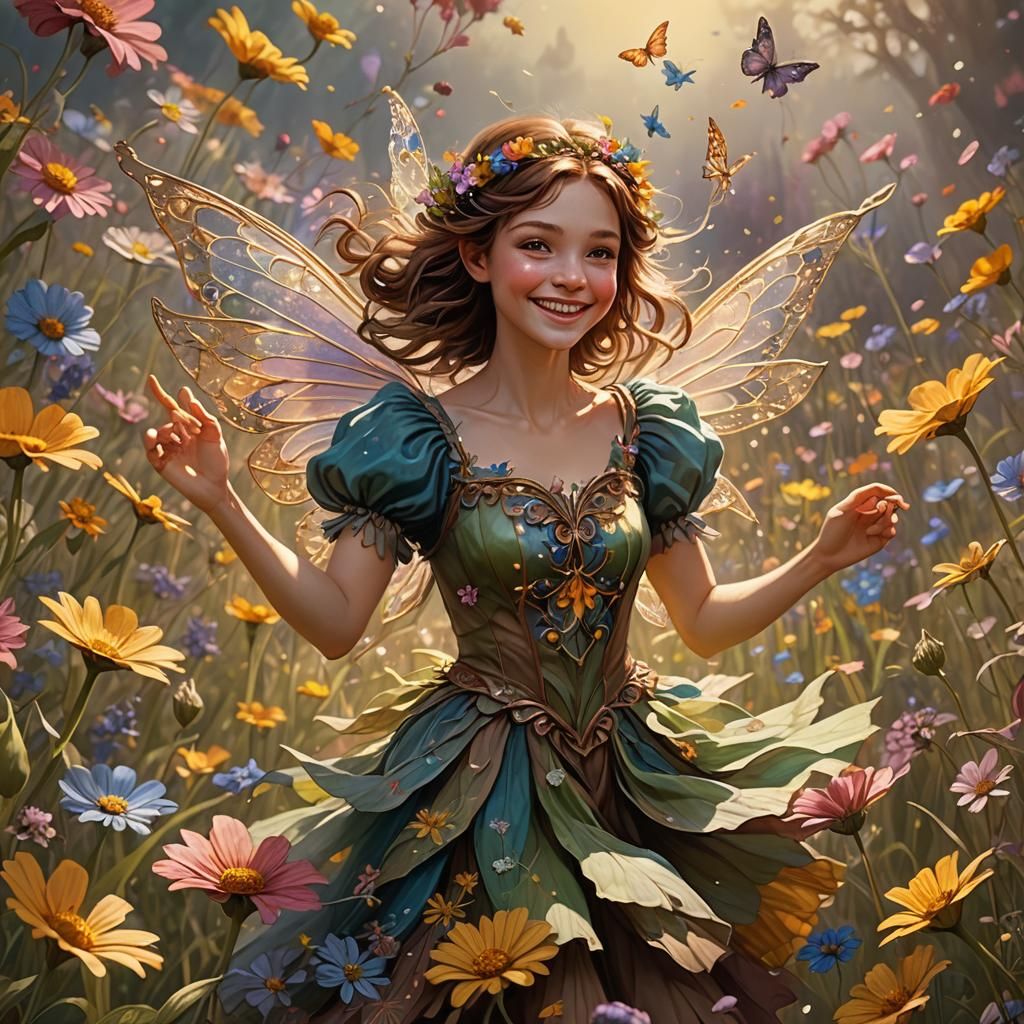 Dancing Fairy in Fantasy Concept Art Style