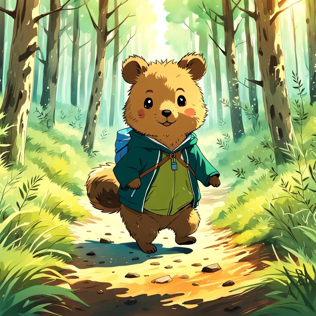 Quokka in Forest: Anime Key Visual Style