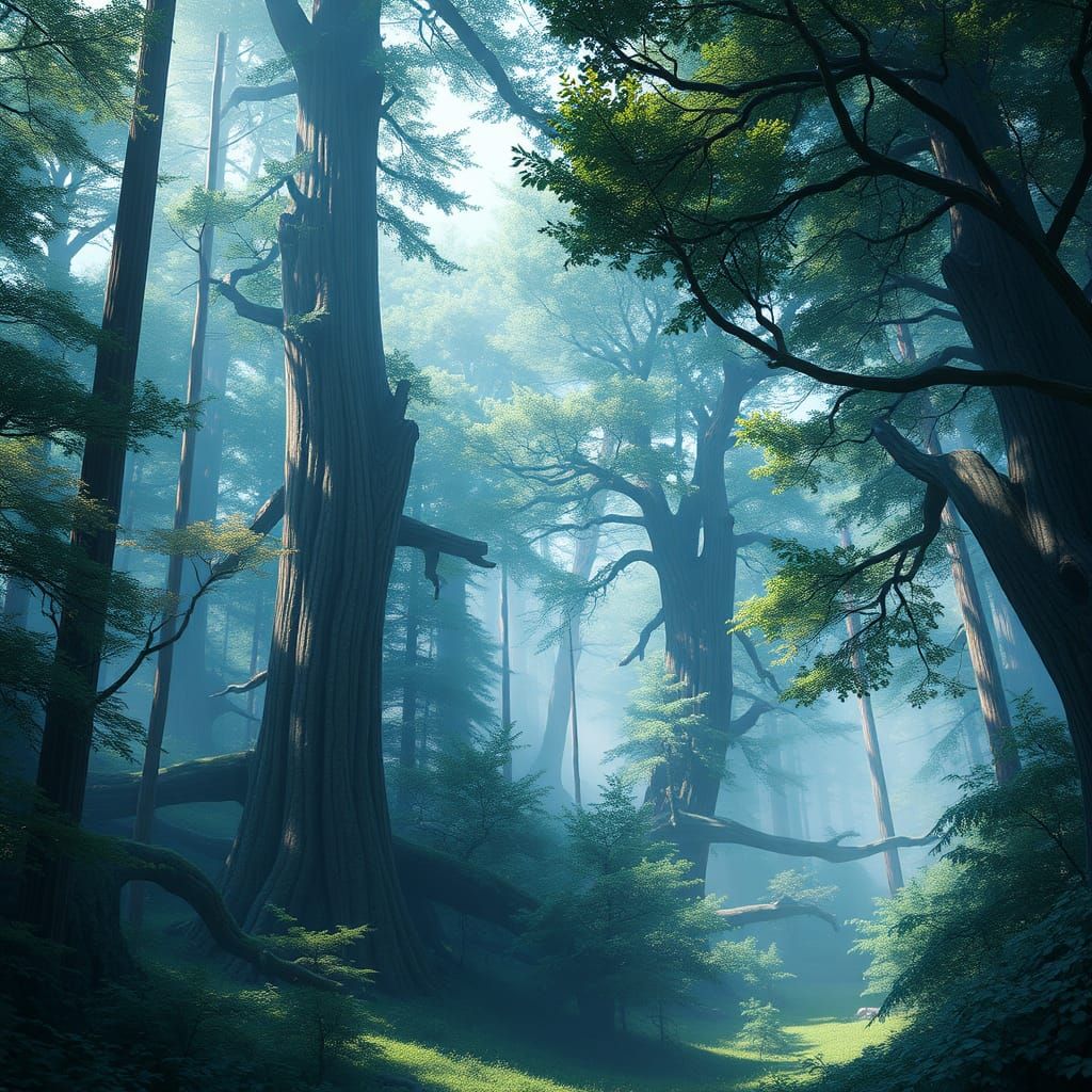 Vibrant 3D Anime Forest Landscape