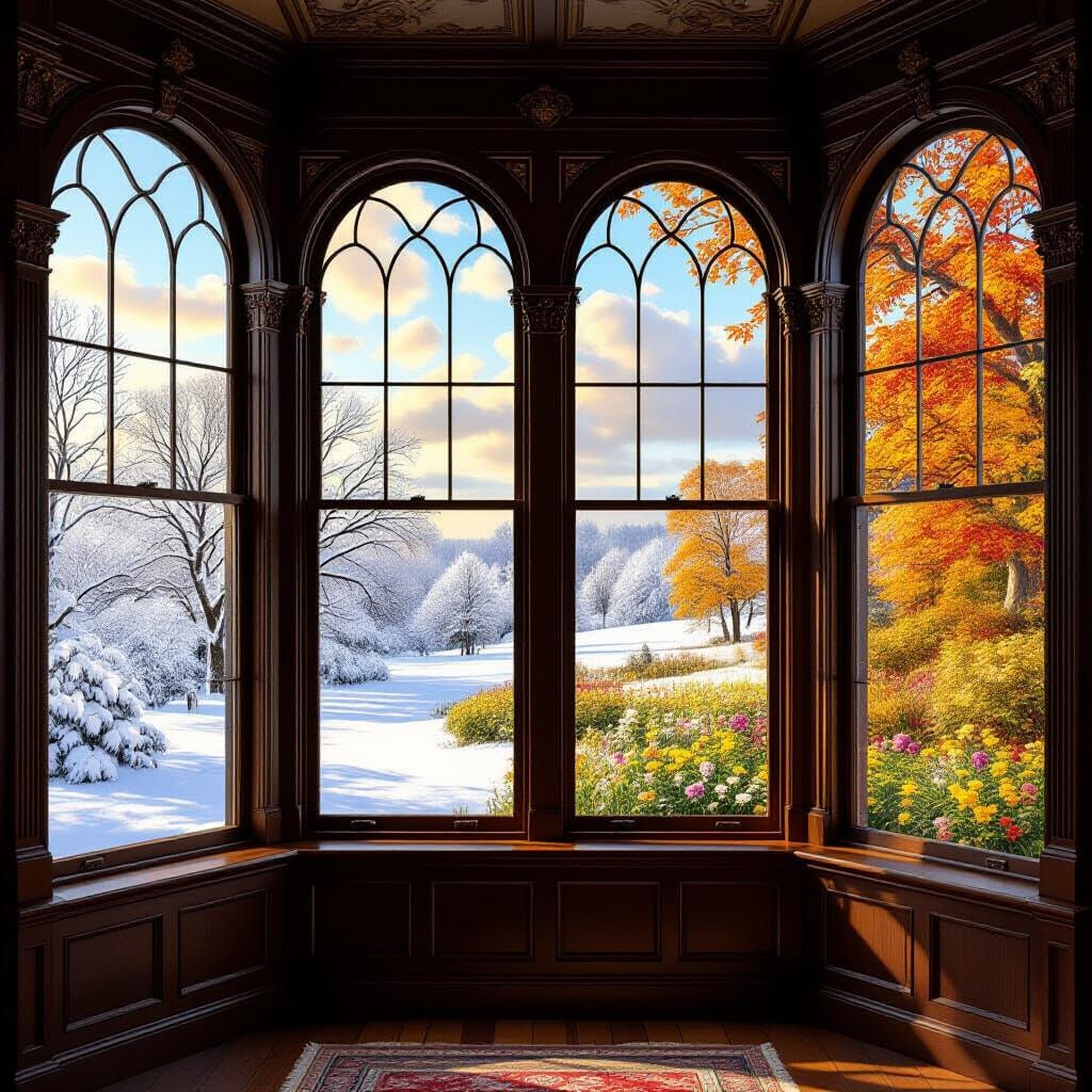 Victorian Study: Four Seasons in Pre-Raphaelite Style