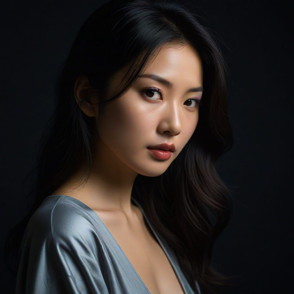 Striking Portrait of an Asian Woman in Dramatic Light