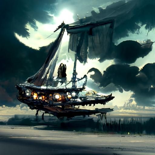 Sinister Sky Pirate Ship on Floating Islands