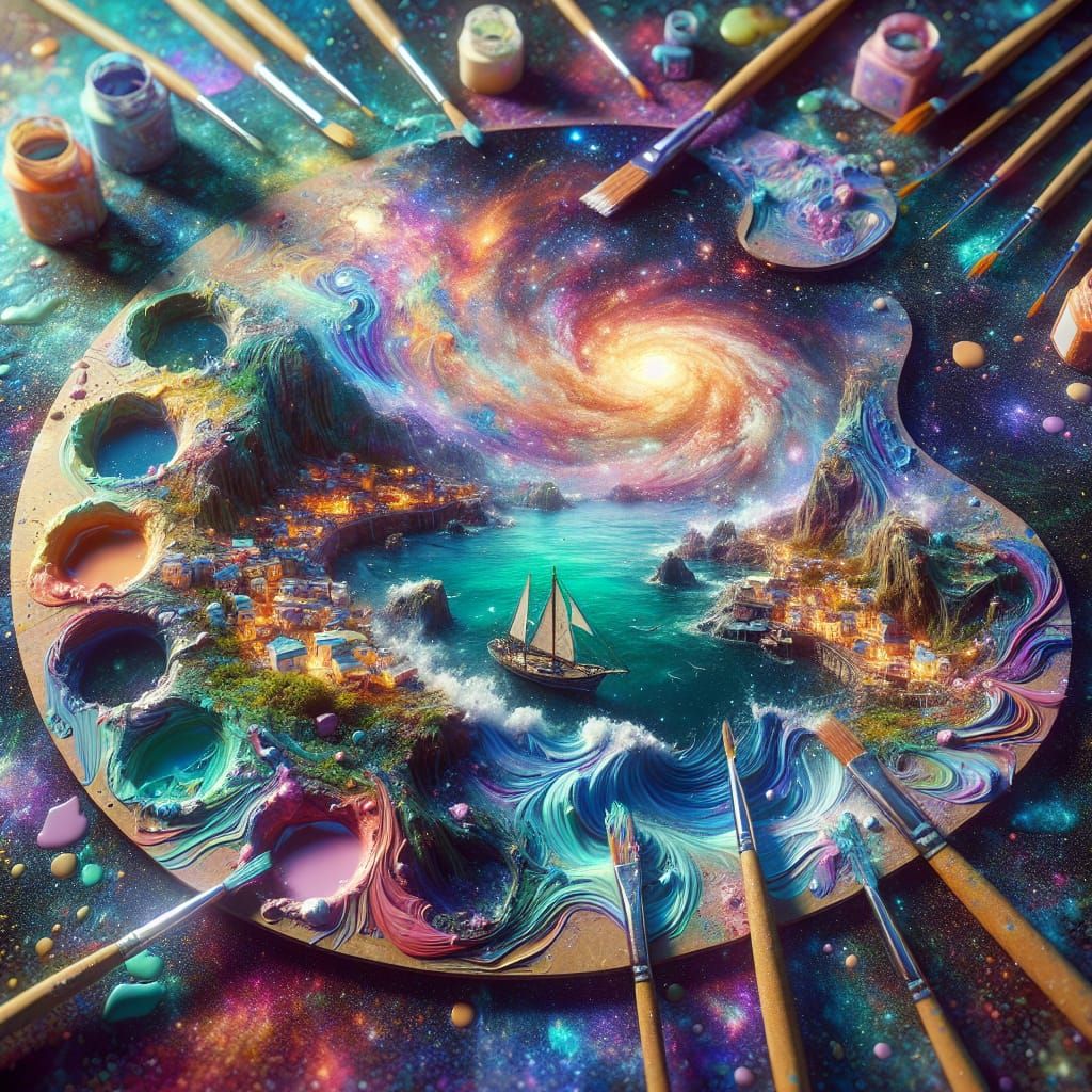 Interstellar Cosmos Diorama on Painter's Palette