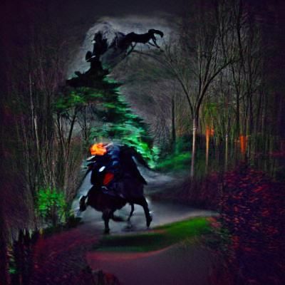 Headless Horseman Rides Through Dark Forest