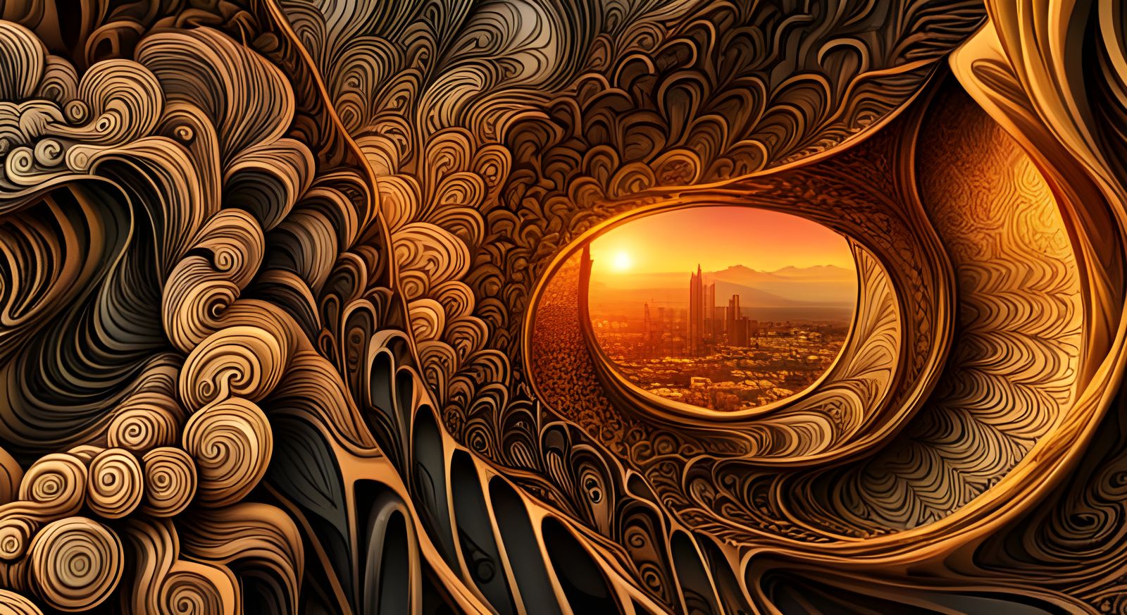 Abstract Vector Fractal with Zentangle and Runic Elements