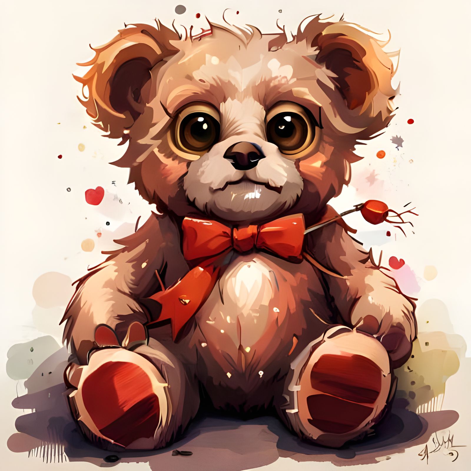 Adorable Teddy Bear Portrait in Digital Art Style