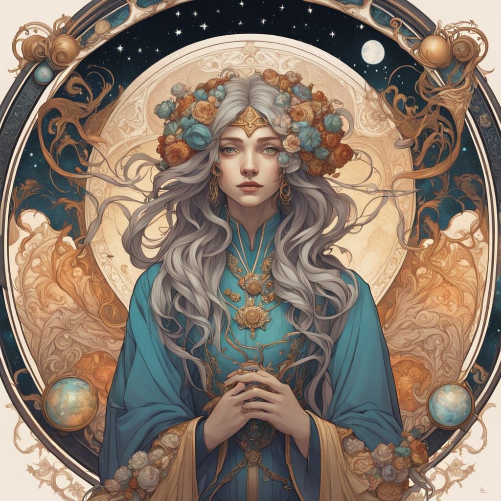 Cosmic Library Amidst Swirling Nebulae in Fantastical Concep...