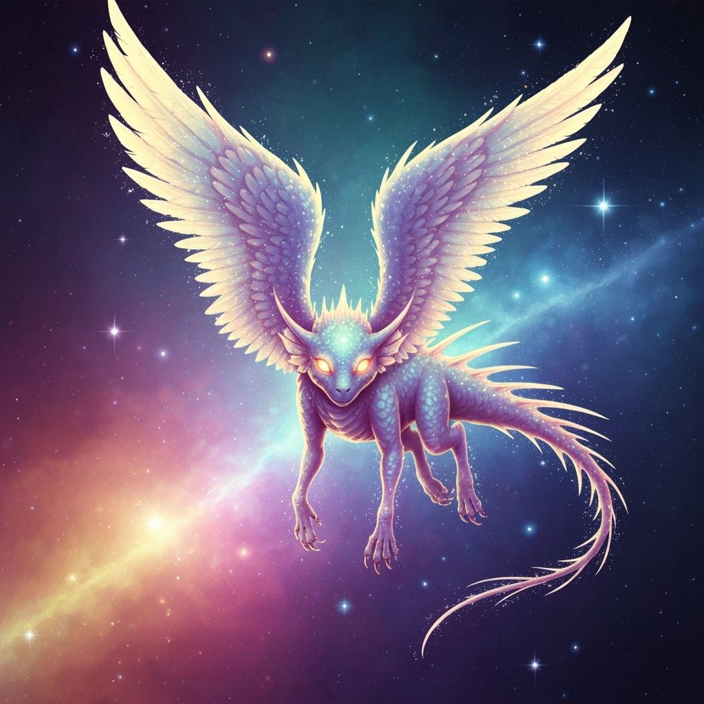 Fantastical Creature Soars Through Cosmic Nebula