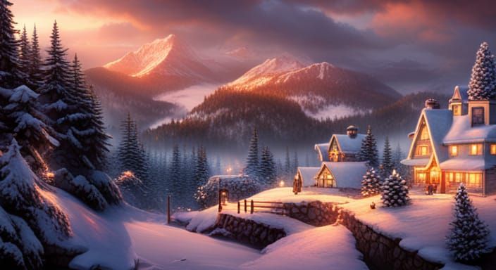 Epic Christmas Scene in Digital Matte Painting Style
