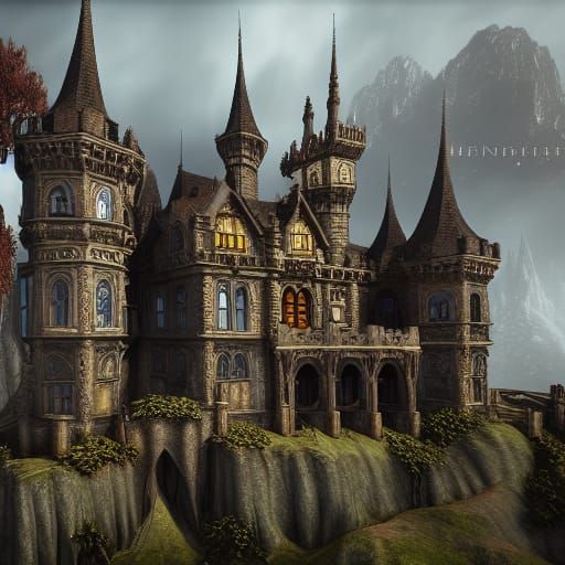 Detailed Gothic Castle Concept Art