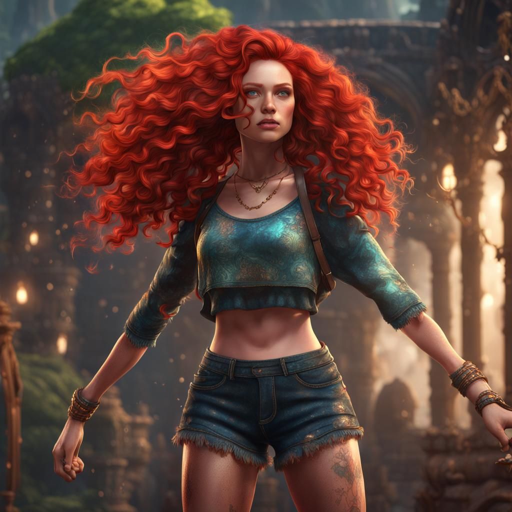 Woman with Red Hair in Detailed Digital Painting