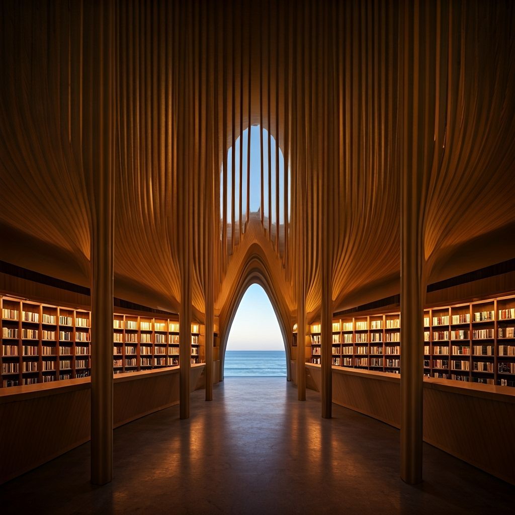 Oceanfront Library Blends Sagrada Familia and Neuschwanstein...