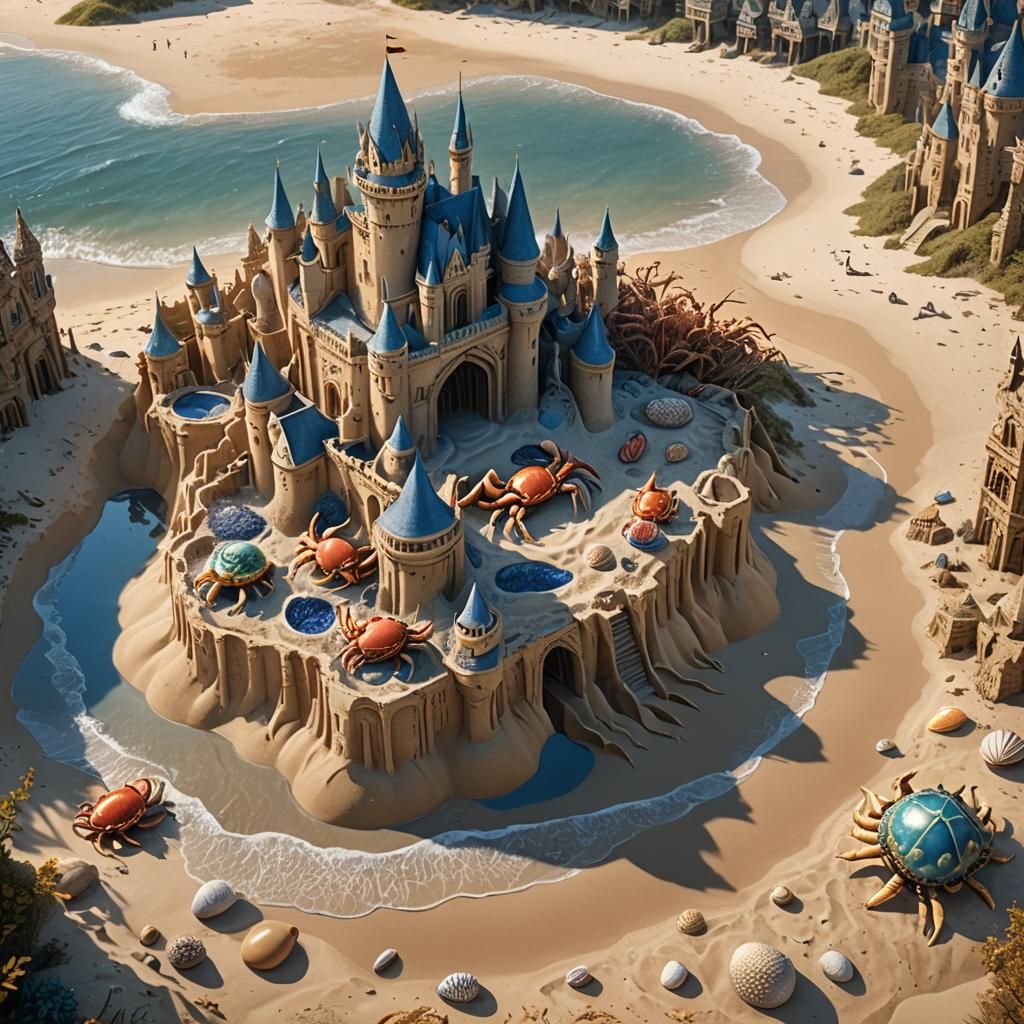 Crab Home in Massive Sandcastle, Cinematic Art