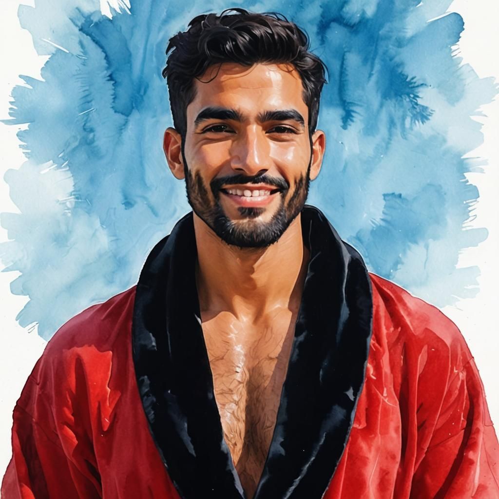 Smiling Man in Velvet Robe: Impasto Oil Portrait
