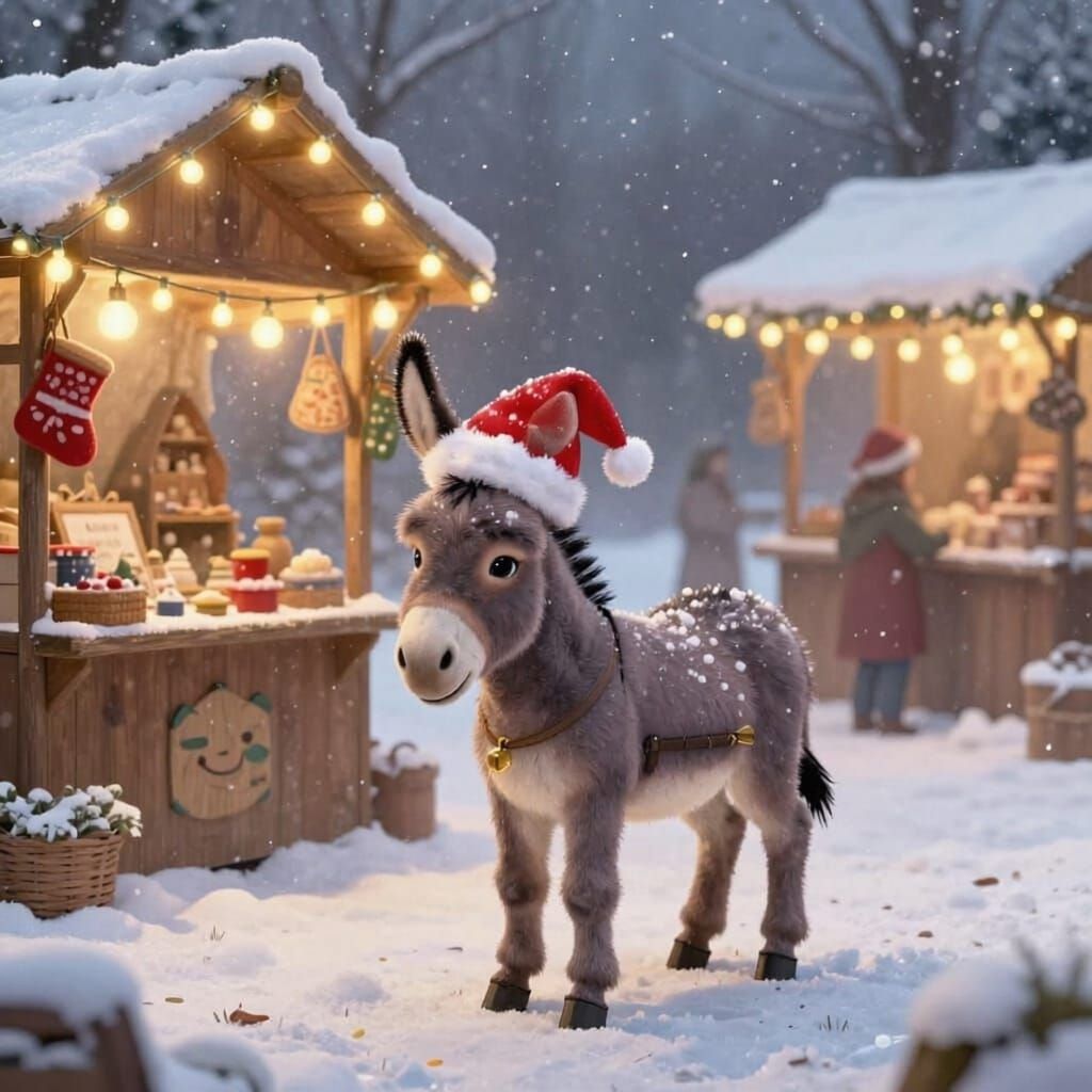 Donkey at a Festive Christmas Market