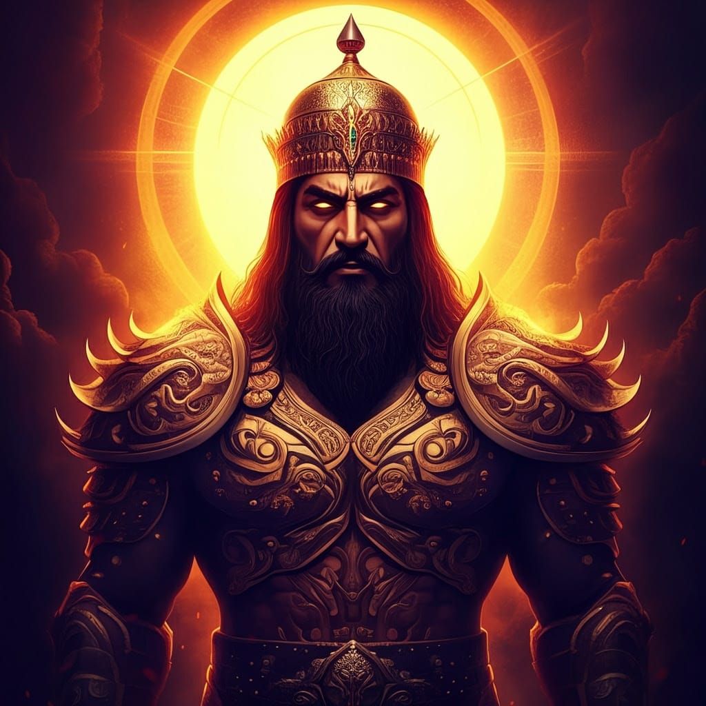 Majestic Kurdish God Tawusi Melek in Regal Armor