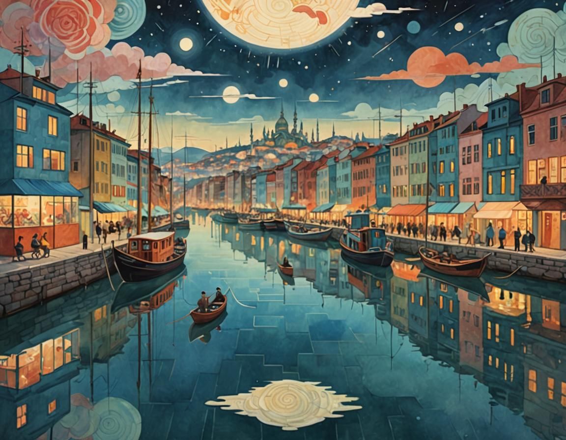 Ukrainian Siblings' Istanbul Adventure in Paul Klee Style