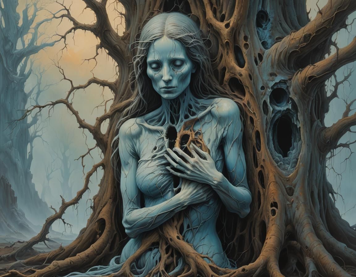 Surreal Oil Painting Portrait Inspired by Beksinski