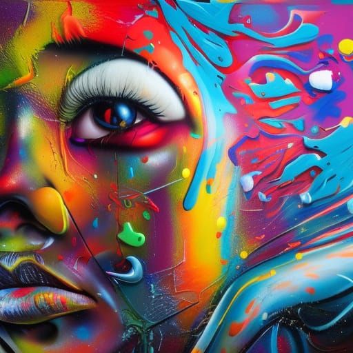 Colorful Graffiti Art in 3D Splash Style