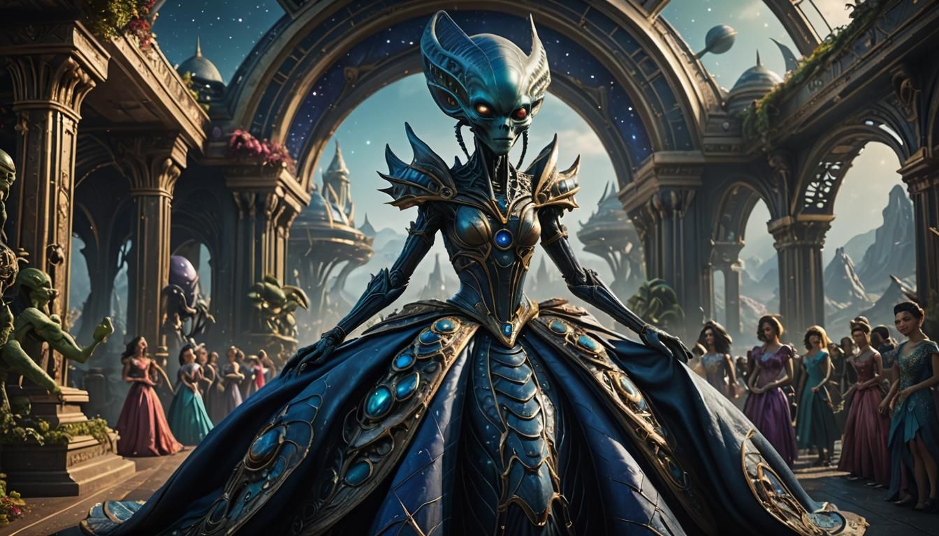 Alien Beauty Pageant Winner in Fantasy Art Style